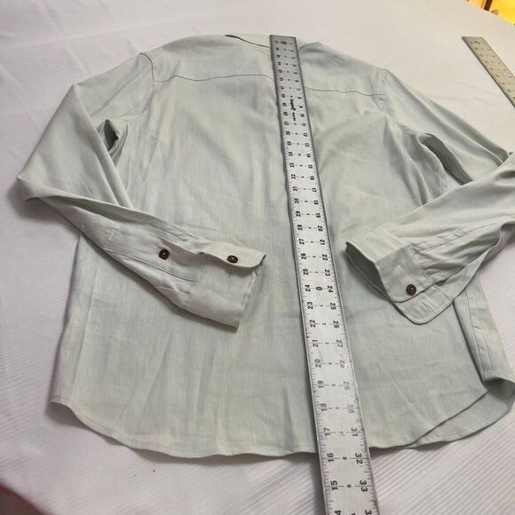Shore Light Green Linen Men’s Long Sleeve Button Up Shirt Size Medium - Picture 9 of 9